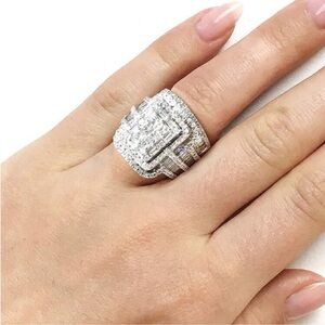 2pcs luxury exaggerated women's Cubic Zirconia pair ring set ring
